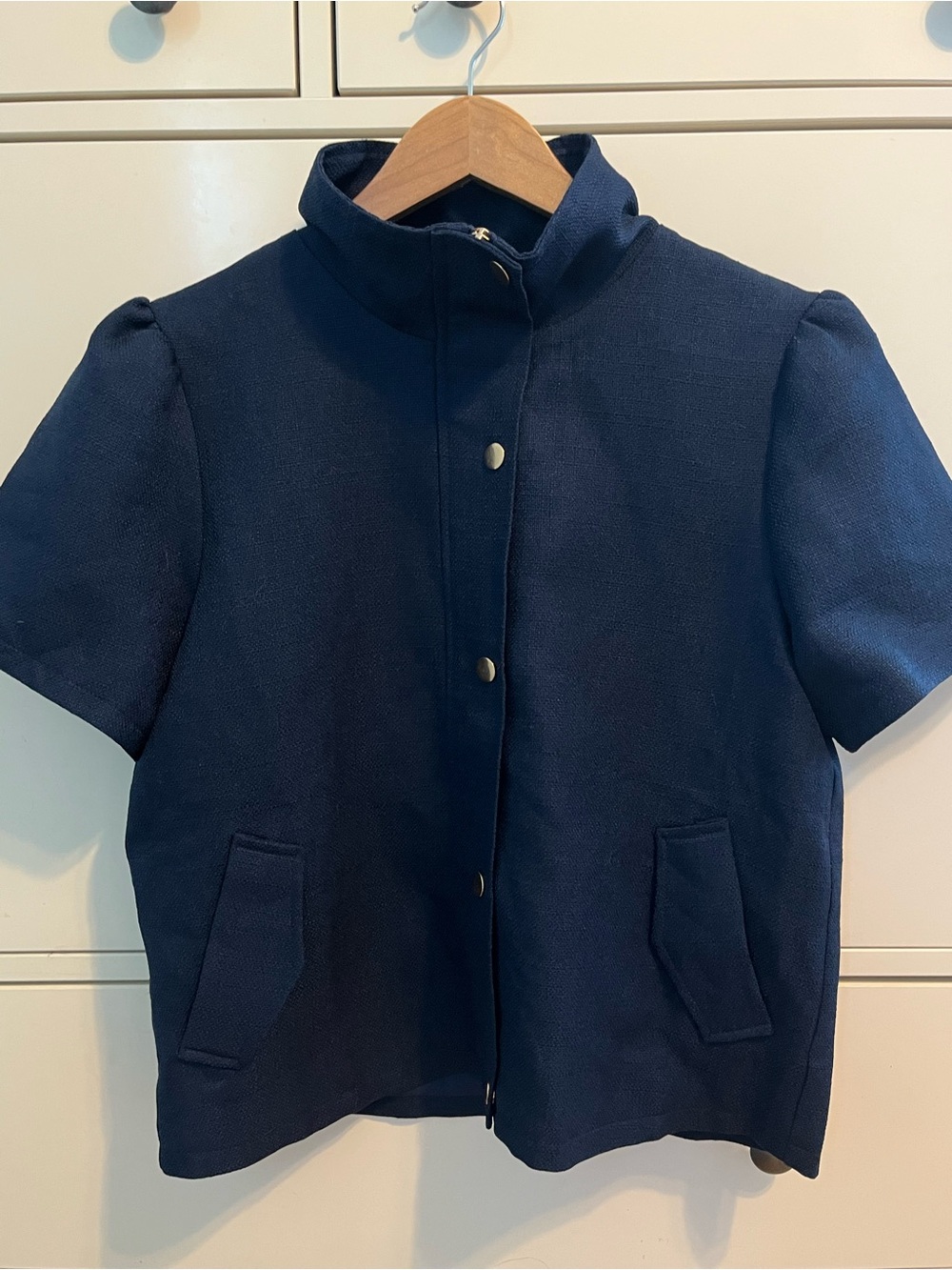 SSYS Rory Puff Sleeve Button Down Top - Navy - Picture 6 of 9